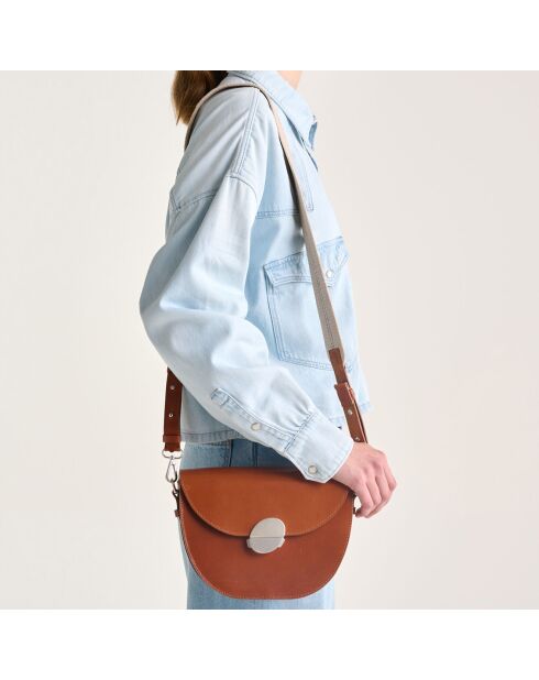 Sac bandoulière en Cuir Sico cognac - 18x26.5x11.5 cm