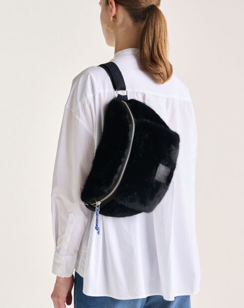 Sac banane en fausse fourrure Hoswel black beauty - 29x18x10 cm