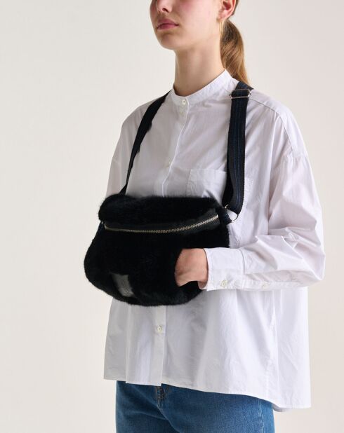 Sac banane en fausse fourrure Hoswel black beauty - 29x18x10 cm