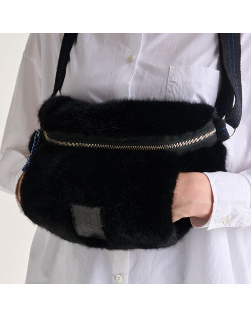 Sac banane en fausse fourrure Hoswel black beauty - 29x18x10 cm