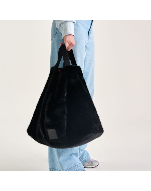 Sac cabas en fausse fourrure Hommie black beauty - 40x60x44 cm