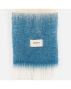 Echarpe en Mohair & Laine mélangés Mylia bleu/brun/écru - 180x22 cm