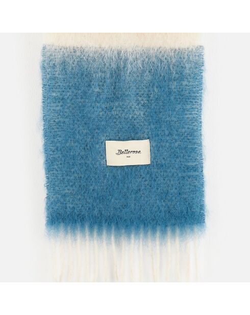 Echarpe en Mohair & Laine mélangés Mylia bleu/brun/écru - 180x22 cm