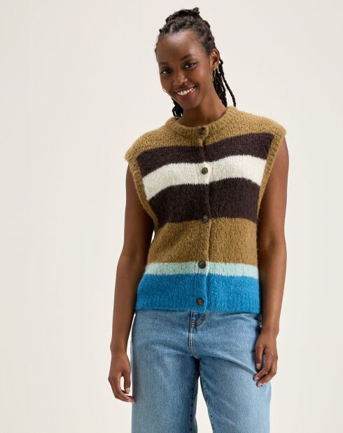 Gilet sans manches en Alpaga mélangé Abogi multicolore