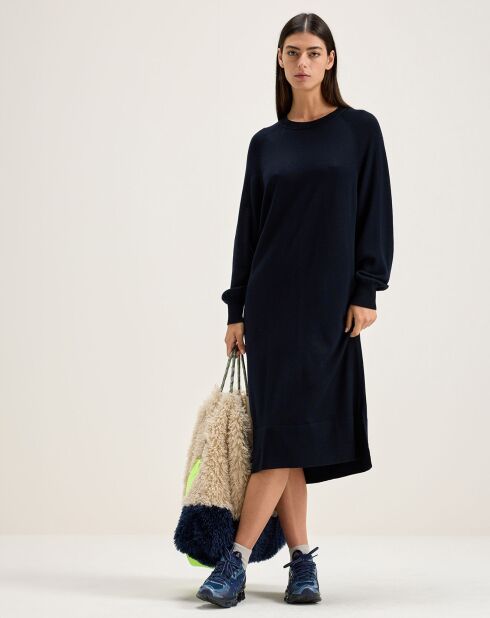 Robe 100% Laine Mérinos Sinc bleu marine