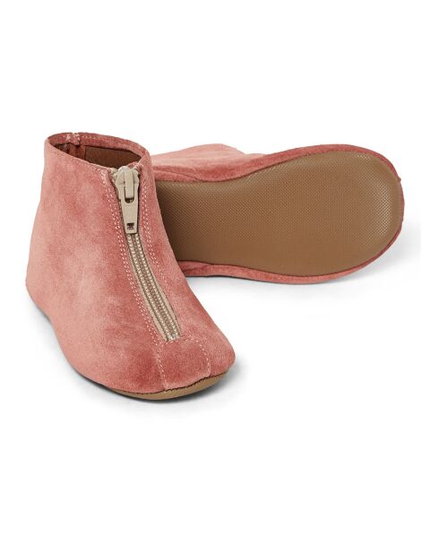 Chaussons en Nubuck Zippés roses