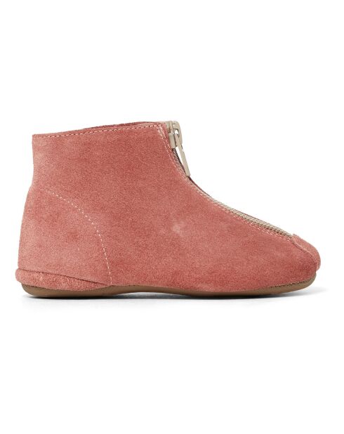 Chaussons en Nubuck Zippés roses