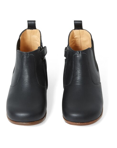 Bottines en Vachette Zeus Elastiquées et Zippées noires