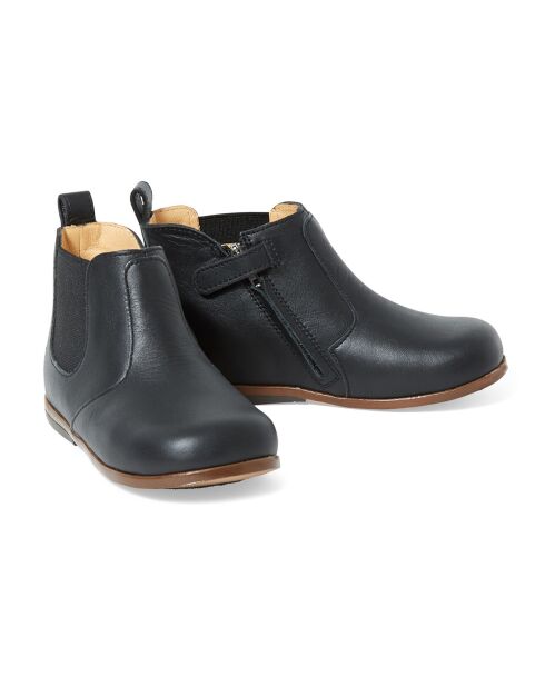 Bottines en Vachette Zeus Elastiquées et Zippées noires