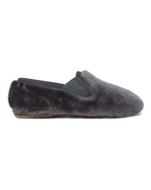 Chaussons en Shearling gris anthracite