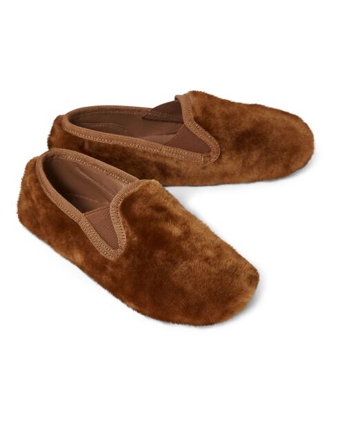 Chaussons en Shearling marron