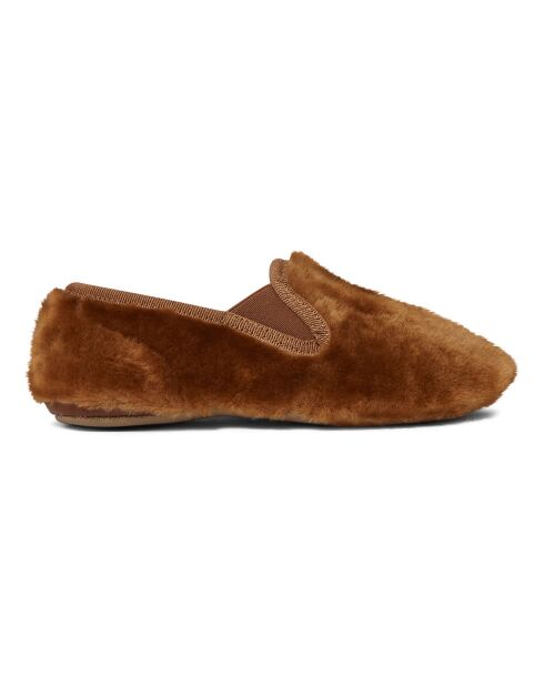 Chaussons en Shearling marron