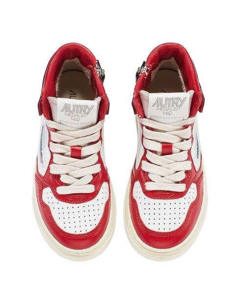 Baskets en Cuir Bicolore Kids Medalist Mid rouges