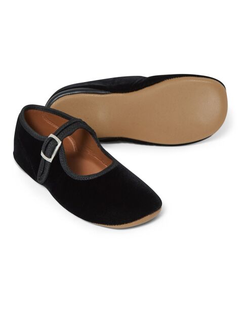 Chaussons en Velours Ballerines à Boucle noires