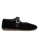 Chaussons en Velours Ballerines à Boucle noires