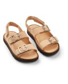Beigefarbene Ledersandalen Denis