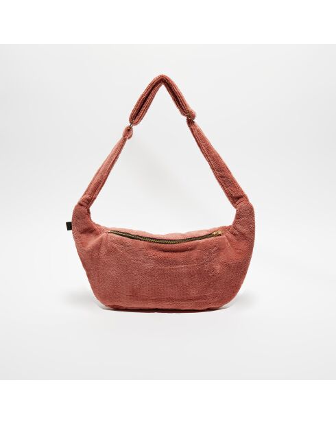 Sac banane en bouclette éponge St Tropez bois de rose - 25x48 cm