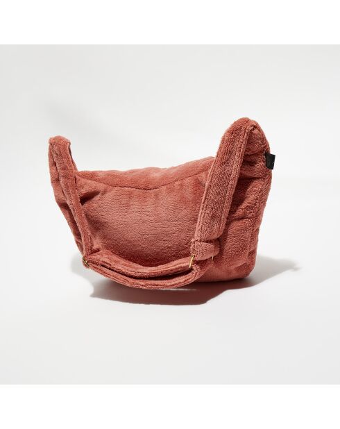 Sac banane en bouclette éponge St Tropez bois de rose - 25x48 cm