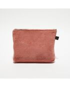 Trousse de toilette en bouclette éponge St Tropez bois de rose - 28x22 cm