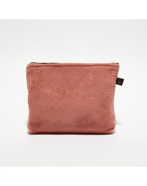 Trousse de toilette en bouclette éponge St Tropez bois de rose - 28x22 cm