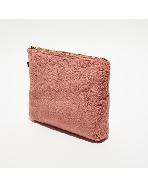 Trousse de toilette en bouclette éponge St Tropez bois de rose - 28x22 cm