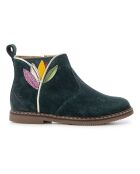 Bottines à Zip City Flora vert foncé