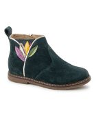Bottines à Zip City Flora vert foncé