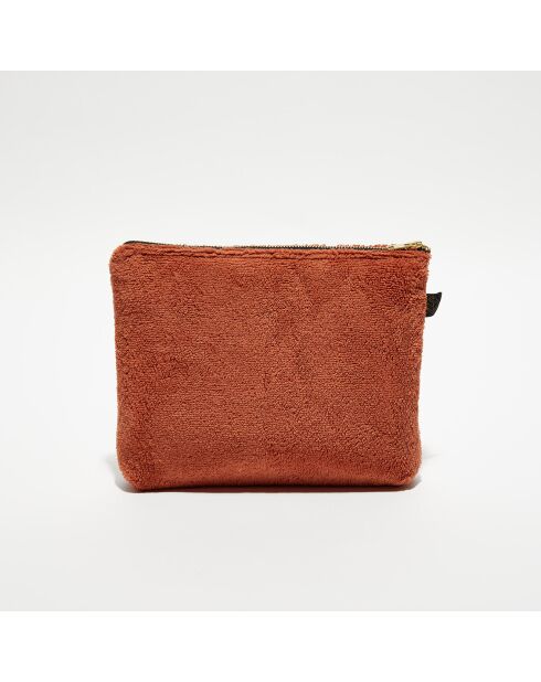Trousse de toilette en bouclette éponge St Tropez terre brûlée - 28x22 cm