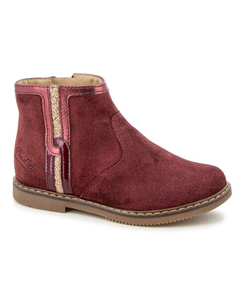 Bottines à Zip City Lock bordeaux