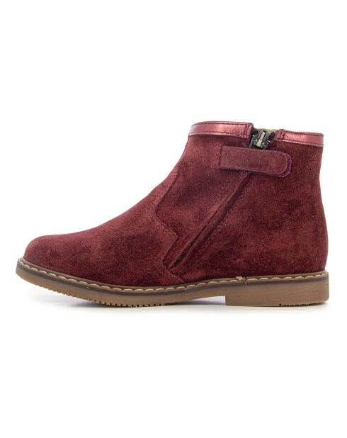 Bottines à Zip City Lock bordeaux