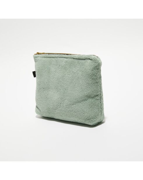 Trousse de toilette en bouclette éponge St Tropez céladon - 28x22 cm