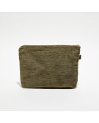 Trousse de toilette en bouclette éponge St Tropez kaki - 28x22 cm