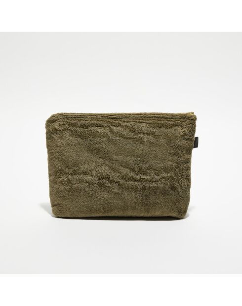 Trousse de toilette en bouclette éponge St Tropez kaki - 28x22 cm