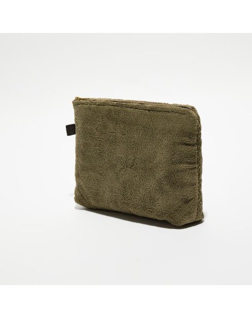 Trousse de toilette en bouclette éponge St Tropez kaki - 28x22 cm