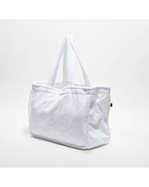Sac cabas en bouclette éponge St Tropez blanc - 48X35 cm