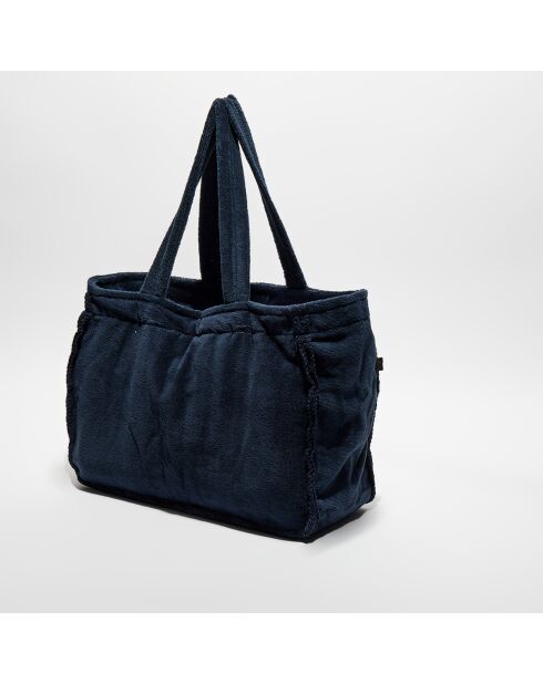 Sac cabas en bouclette éponge St Tropez encre - 48x35 cm