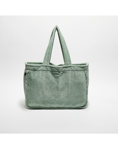 Sac cabas en bouclette éponge St Tropez céladon - 48x35 cm