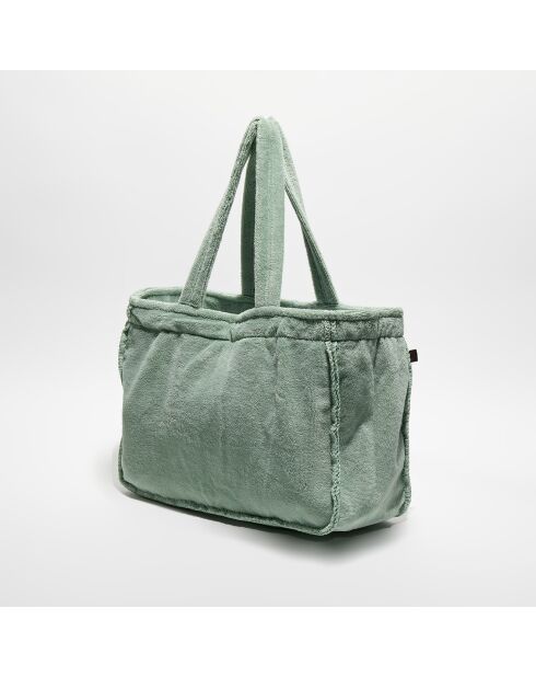 Sac cabas en bouclette éponge St Tropez céladon - 48x35 cm