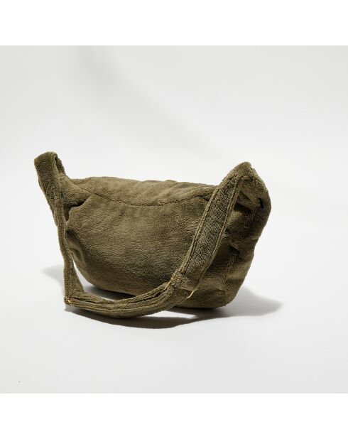 Sac banane en bouclette éponge St Tropez kaki - 25x48 cm