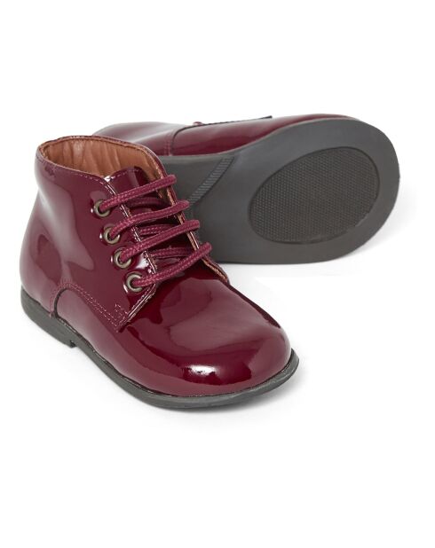 Bottillons à Lacets en Vernis bordeaux