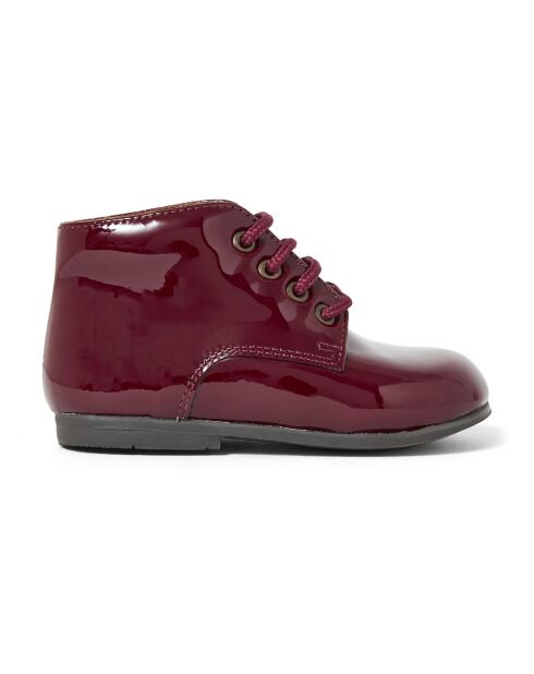 Bottillons à Lacets en Vernis bordeaux