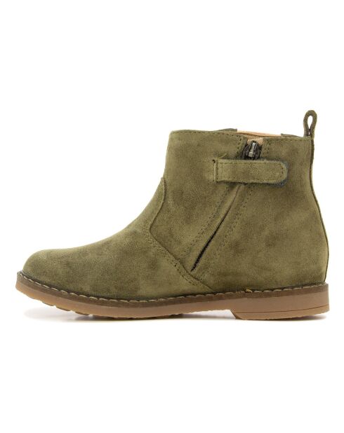 Bottines en Suede Trip Leaf vert olive