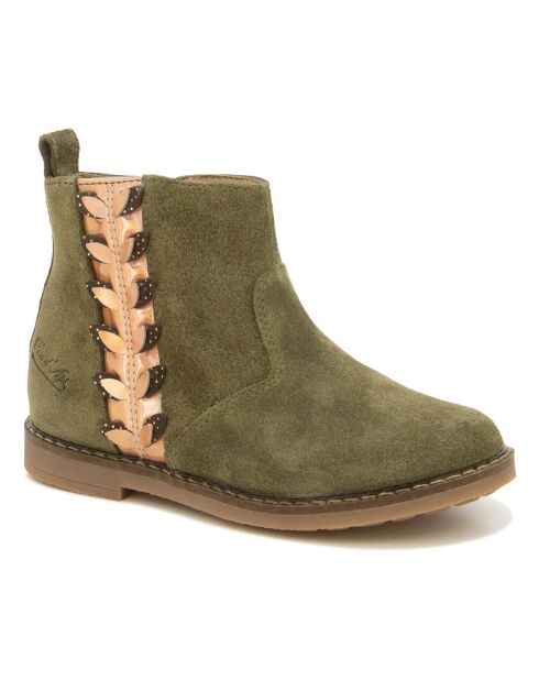 Bottines en Suede Trip Leaf vert olive