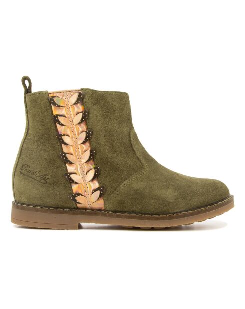 Bottines en Suede Trip Leaf vert olive