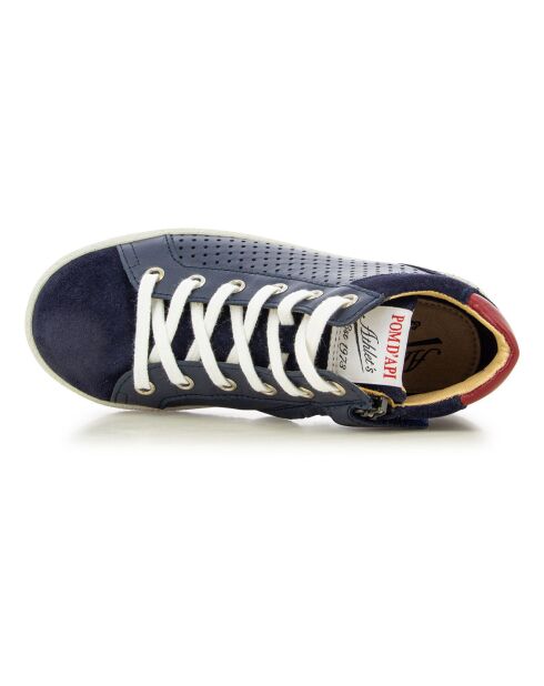 Marineblaue Perfo Sneakers mit Reißverschluss