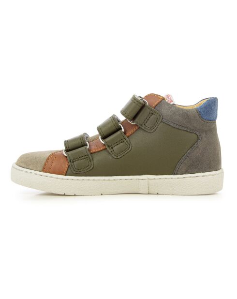 Baskets Top à Scratchs Easy Perfo vert kaki