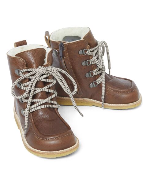 Boots Fourrées à Lacets marron