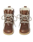 Braune, gefütterte Schnürstiefel