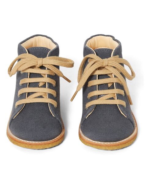 Bottines à Lacets en Toile Vegan noires