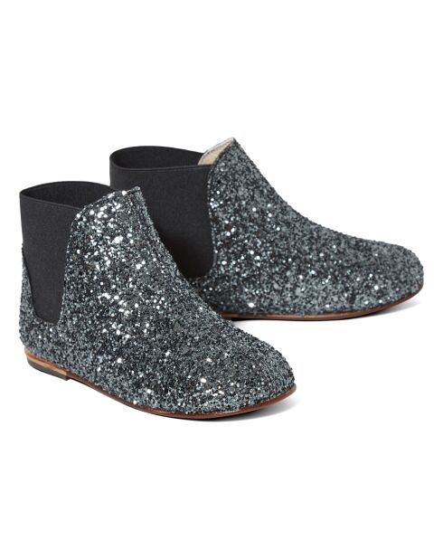 Bottines Elastiquées Pailletées argentées